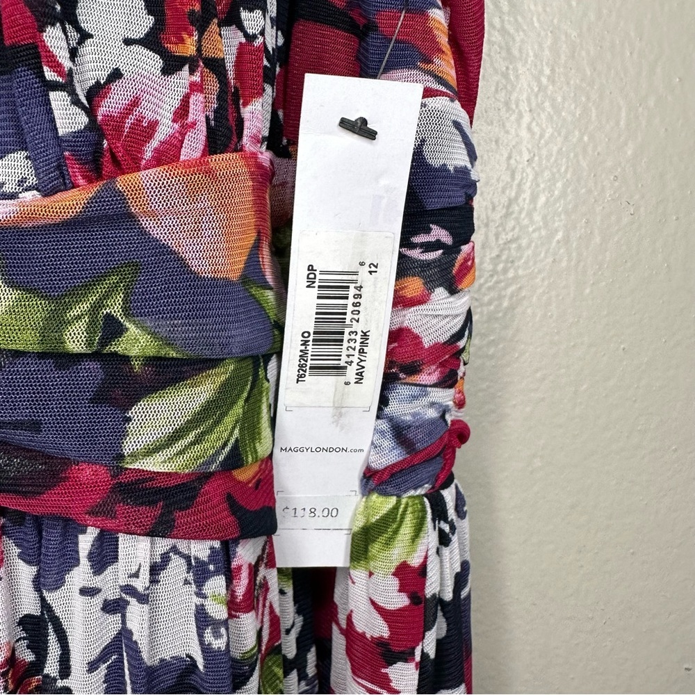 Maggy London Floral Cocktail Dress Sz12 - Picture 6 of 9
